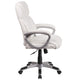 White |#| Mid-Back White LeatherSoft Executive Swivel Office Chair with Padded Arms