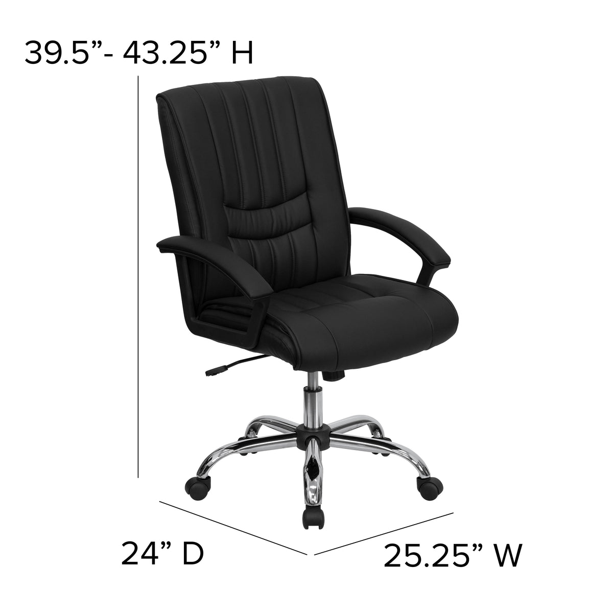 Black |#| Mid-Back Black LeatherSoft Swivel Adjustable Height Manager's Office Chair