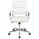 White |#| Mid-Back White LeatherSoft Contemporary Panel Executive Swivel Office Chair
