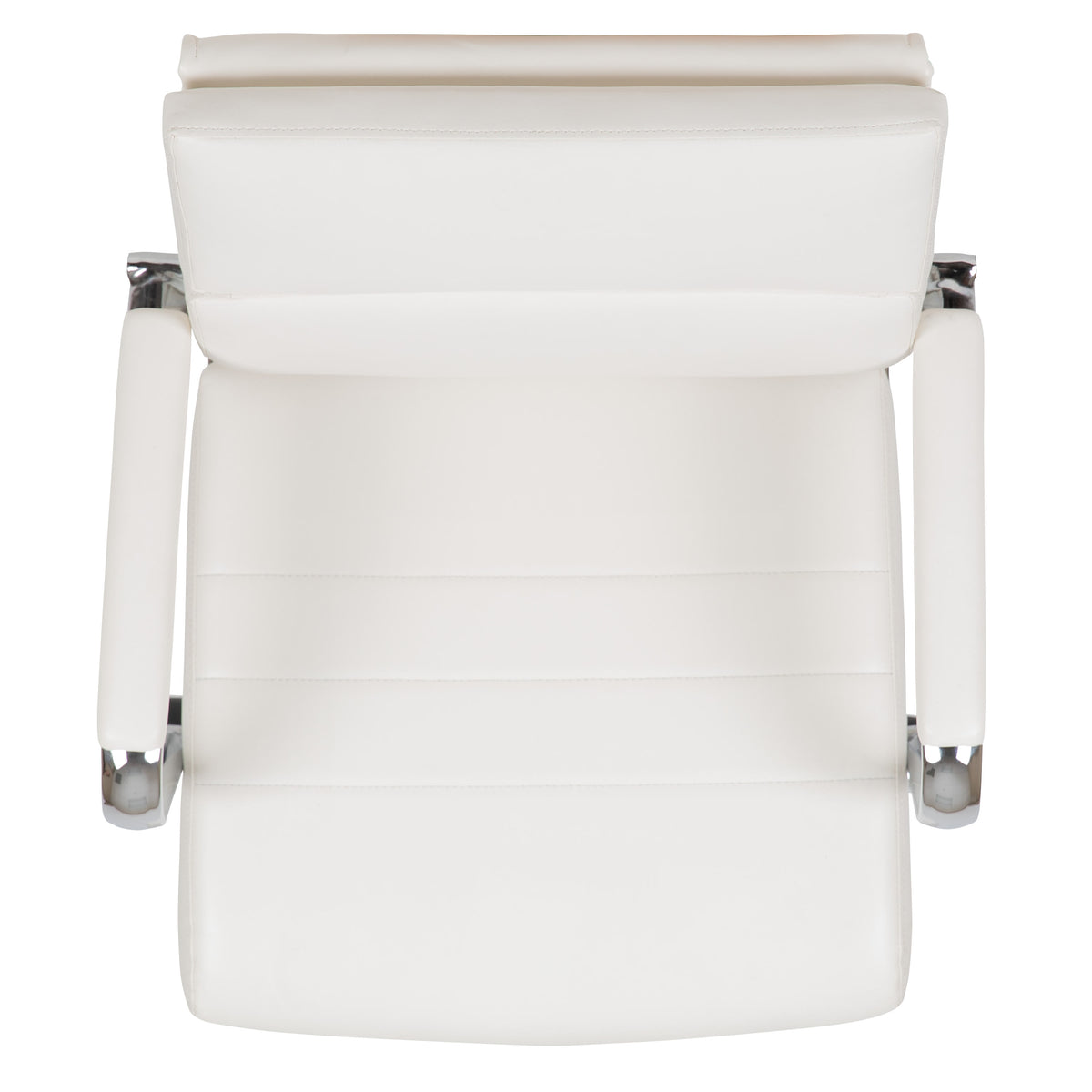White |#| Mid-Back White LeatherSoft Contemporary Panel Executive Swivel Office Chair