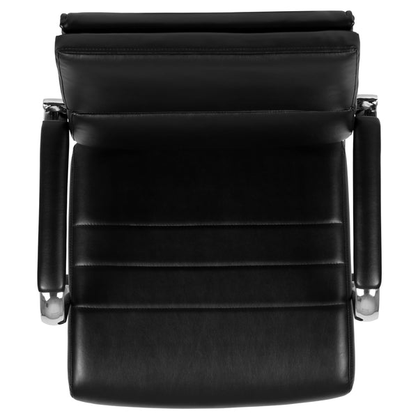 Black |#| Mid-Back Black LeatherSoft Contemporary Panel Executive Swivel Office Chair