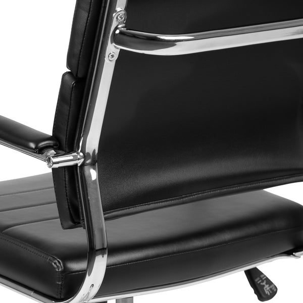 Black |#| Mid-Back Black LeatherSoft Contemporary Panel Executive Swivel Office Chair
