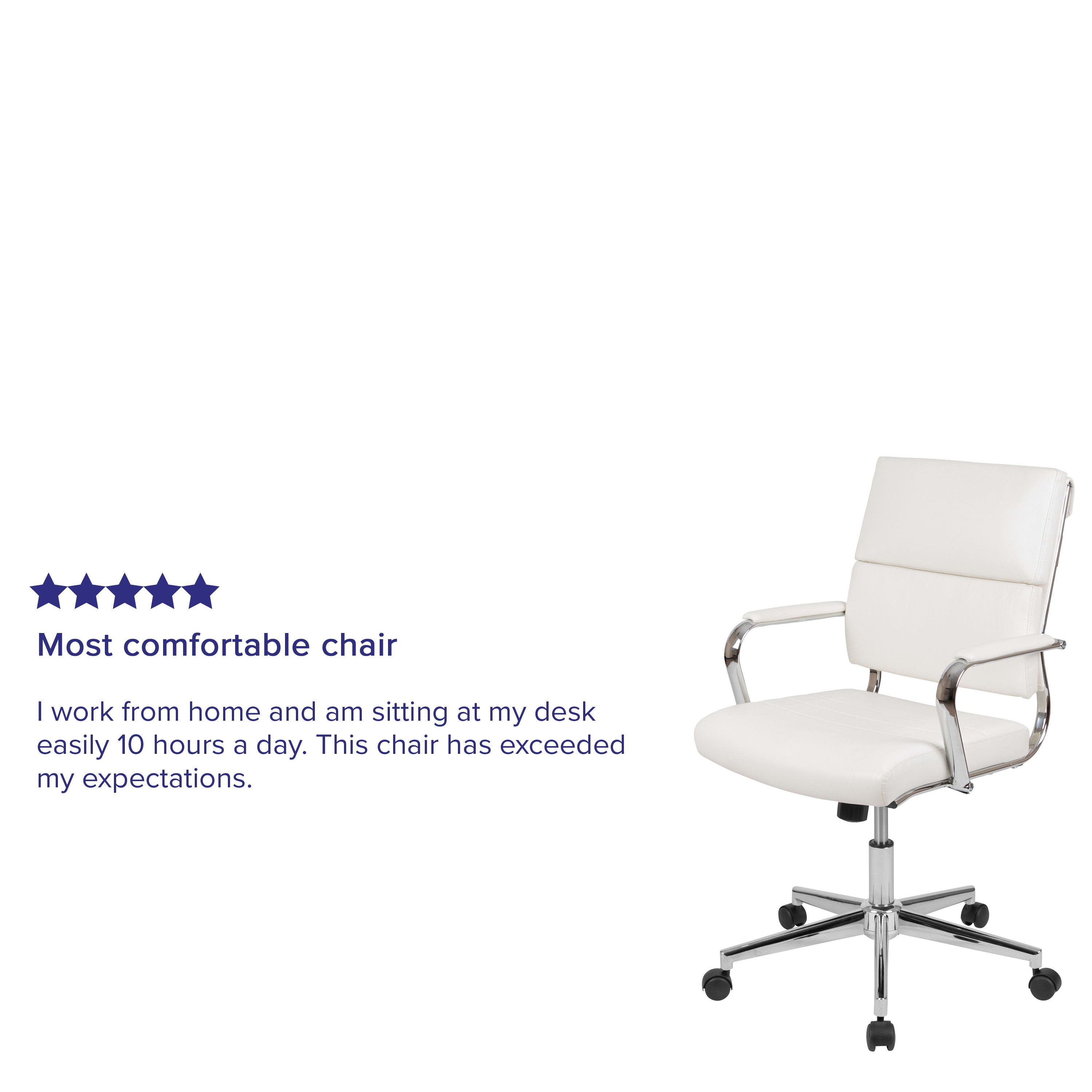 Flash Furniture Mid Back White LeatherSoft Contemporary Panel Executive Swivel Office Chair