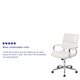 White |#| Mid-Back White LeatherSoft Contemporary Panel Executive Swivel Office Chair