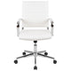 White |#| Mid-Back White LeatherSoft Ribbed Executive Swivel Office Chair - Desk Chair