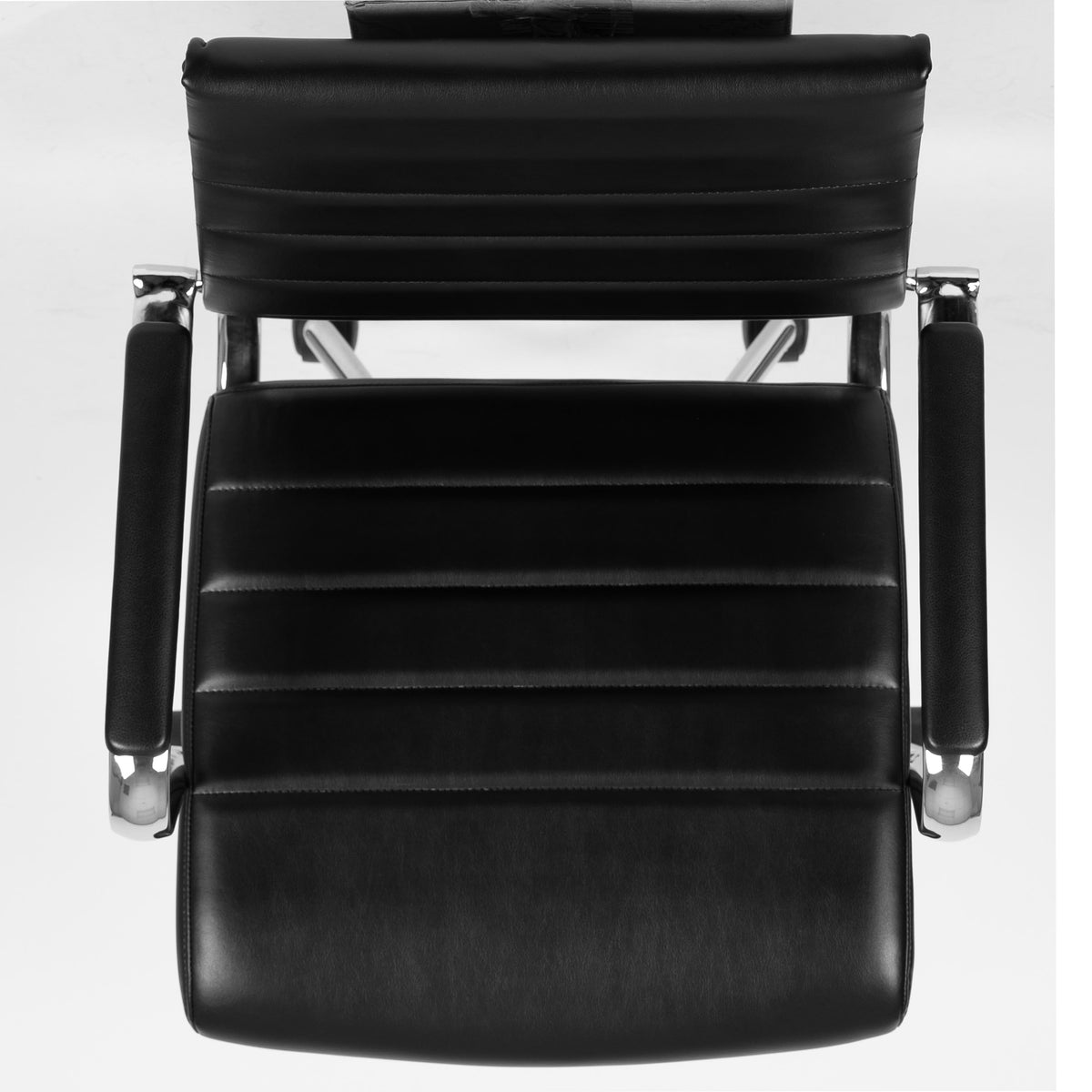 Black |#| Mid-Back Black LeatherSoft Ribbed Executive Swivel Office Chair - Desk Chair