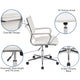 White |#| Mid-Back White LeatherSoft Ribbed Executive Swivel Office Chair - Desk Chair