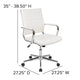 White |#| Mid-Back White LeatherSoft Ribbed Executive Swivel Office Chair - Desk Chair