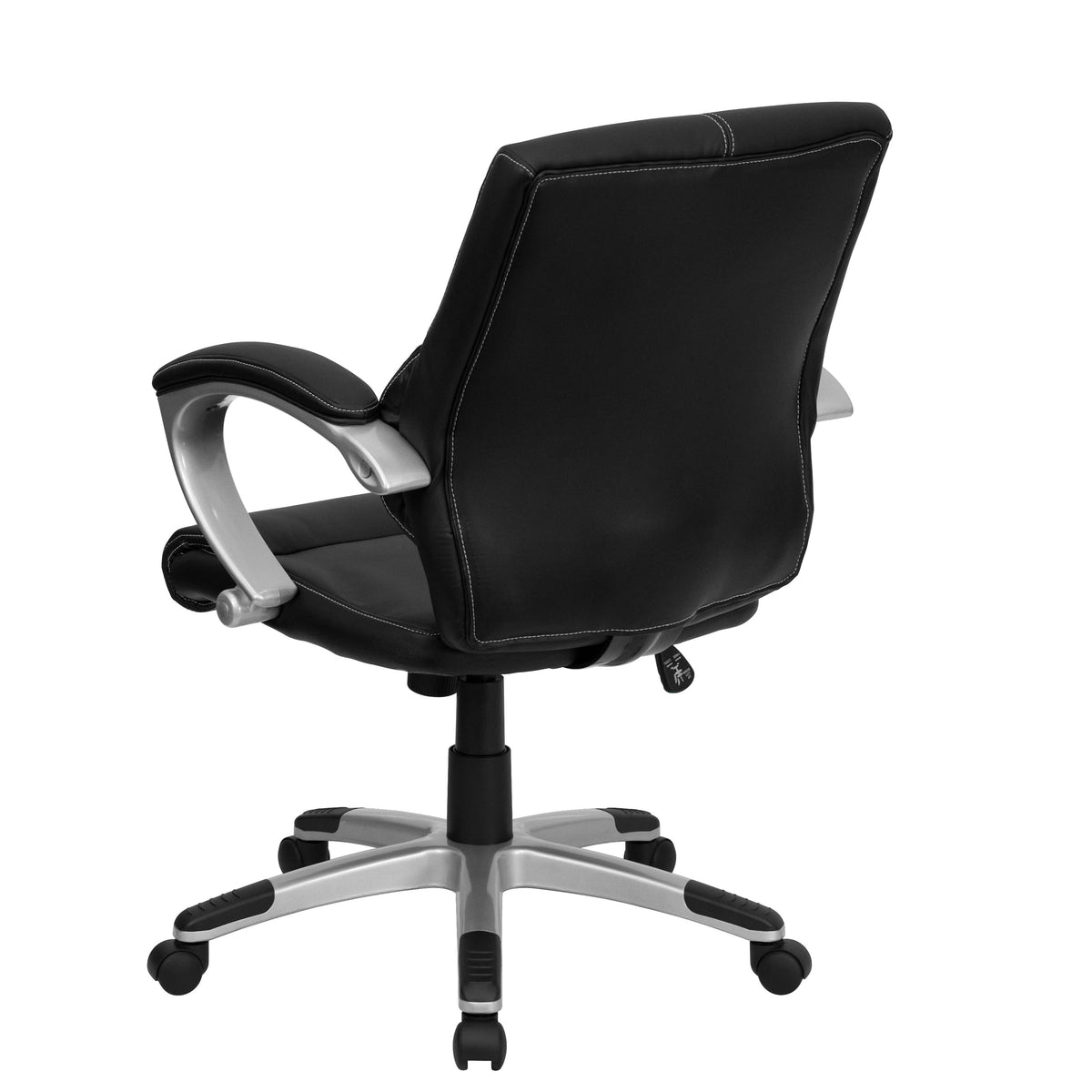 Mid-Back Black LeatherSoft Contemporary Swivel Manager's Office Chair with Arms