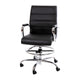 Black |#| Mid-Back Black LeatherSoft Drafting Chair - Adjustable Foot Ring and Chrome Base