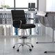Black |#| Mid-Back Black LeatherSoft Drafting Chair - Adjustable Foot Ring and Chrome Base