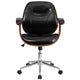 Mid-Back Black LeatherSoft Executive Ergonomic Wood Swivel Office Chair w/Arms