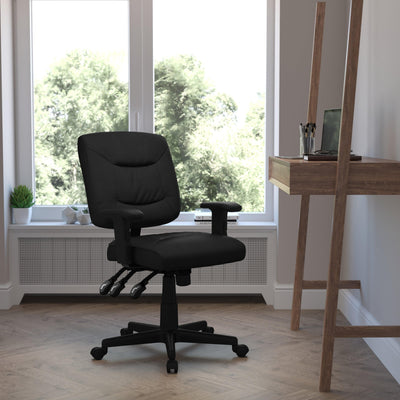 Mid-Back LeatherSoft Multifunction Swivel Ergonomic Task Office Chair with Adjustable Arms