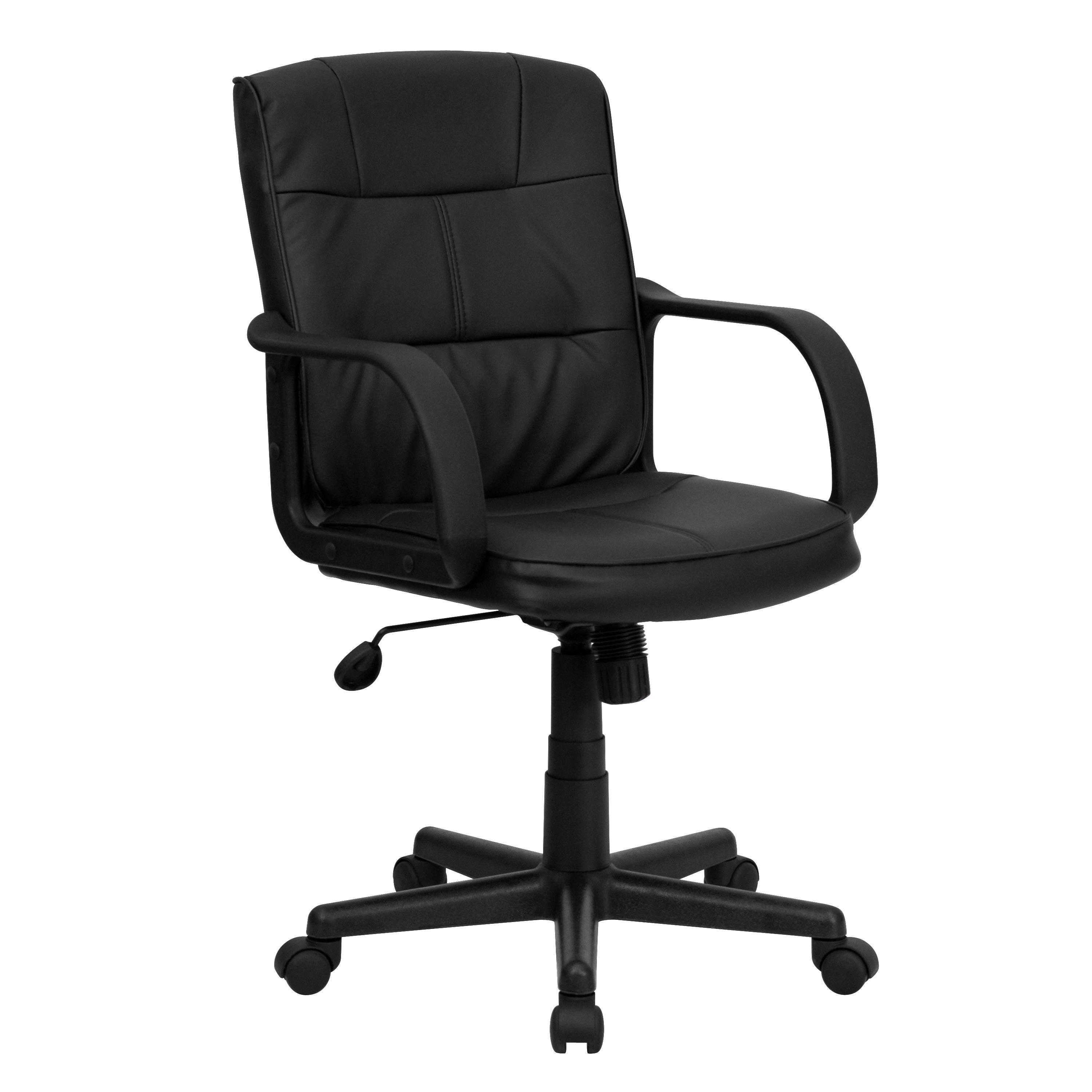 Mid-Back LeatherSoft Swivel Task Office Chair with Arms - Thumbnail 4