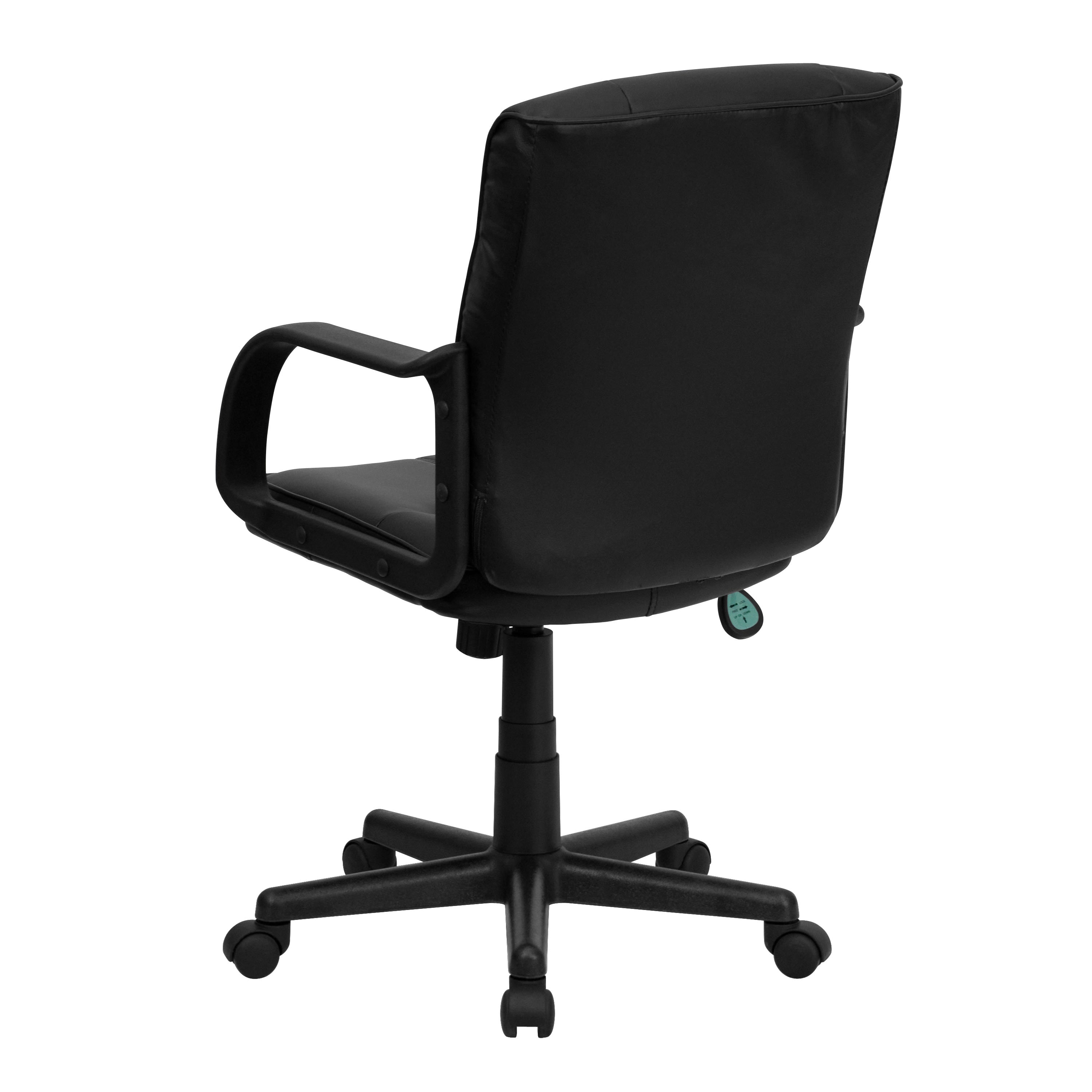 Mid-Back LeatherSoft Swivel Task Office Chair with Arms - Thumbnail 3