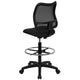 Black |#| Mid-Back Black Mesh Drafting Chair with Contoured Backrest and Adjustable Height