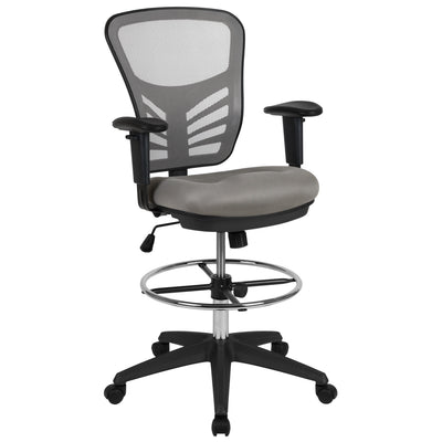 Mid-Back Mesh Ergonomic Drafting Chair with Adjustable Foot Ring and Arms - View 1