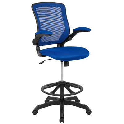 Mid-Back Mesh Ergonomic Drafting Chair with Adjustable Foot Ring and Flip-Up Arms - View 1