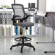 Dark Gray |#| Mid-Back Dark Gray Mesh Ergonomic Drafting Chair with Foot Ring and Flip-Up Arms