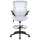 White Mesh/Black Frame |#| Mid-Back White Mesh Ergonomic Drafting Chair with Foot Ring and Flip-Up Arms