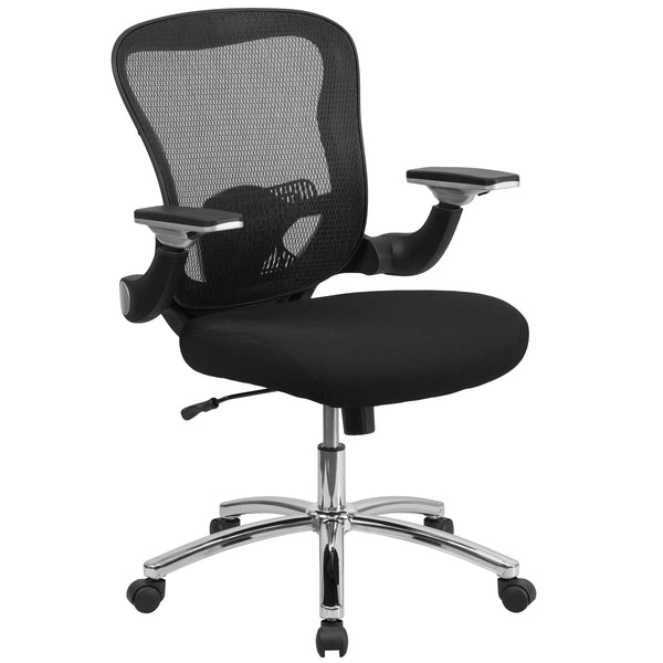 Mid-Back Black Mesh Ergonomic Office Chair with Height Adjustable Flip-Up Arms
