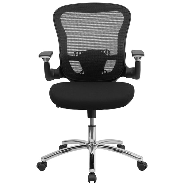 Mid-Back Black Mesh Ergonomic Office Chair with Height Adjustable Flip-Up Arms