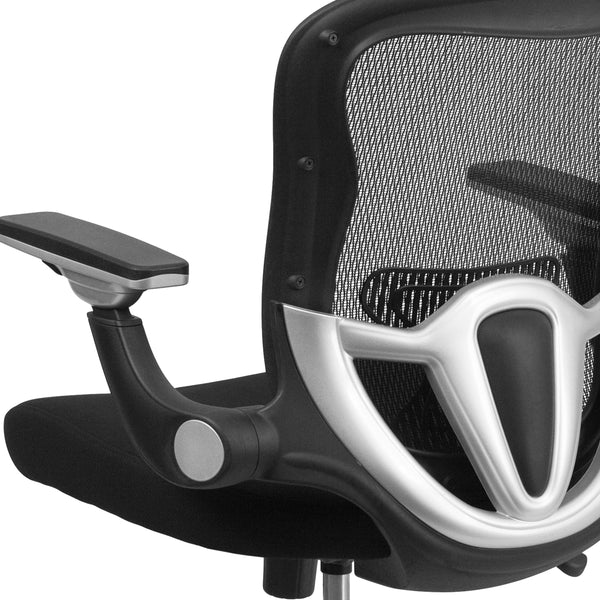 Mid-Back Black Mesh Ergonomic Office Chair with Height Adjustable Flip-Up Arms