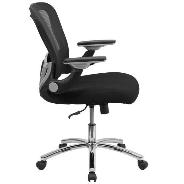 Mid-Back Black Mesh Ergonomic Office Chair with Height Adjustable Flip-Up Arms
