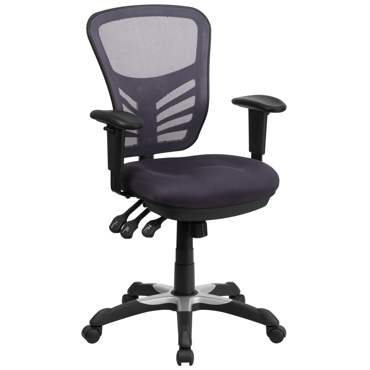 Dark Gray/Black Frame |#| Mid-Back Dk Gray Mesh Multifunction Ergonomic Office Chair with Adjustable Arms