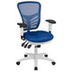 Blue Mesh/White Frame |#| Mid-Back Blue Mesh/White FrameMultifunction Ergonomic Office Chair with Arms