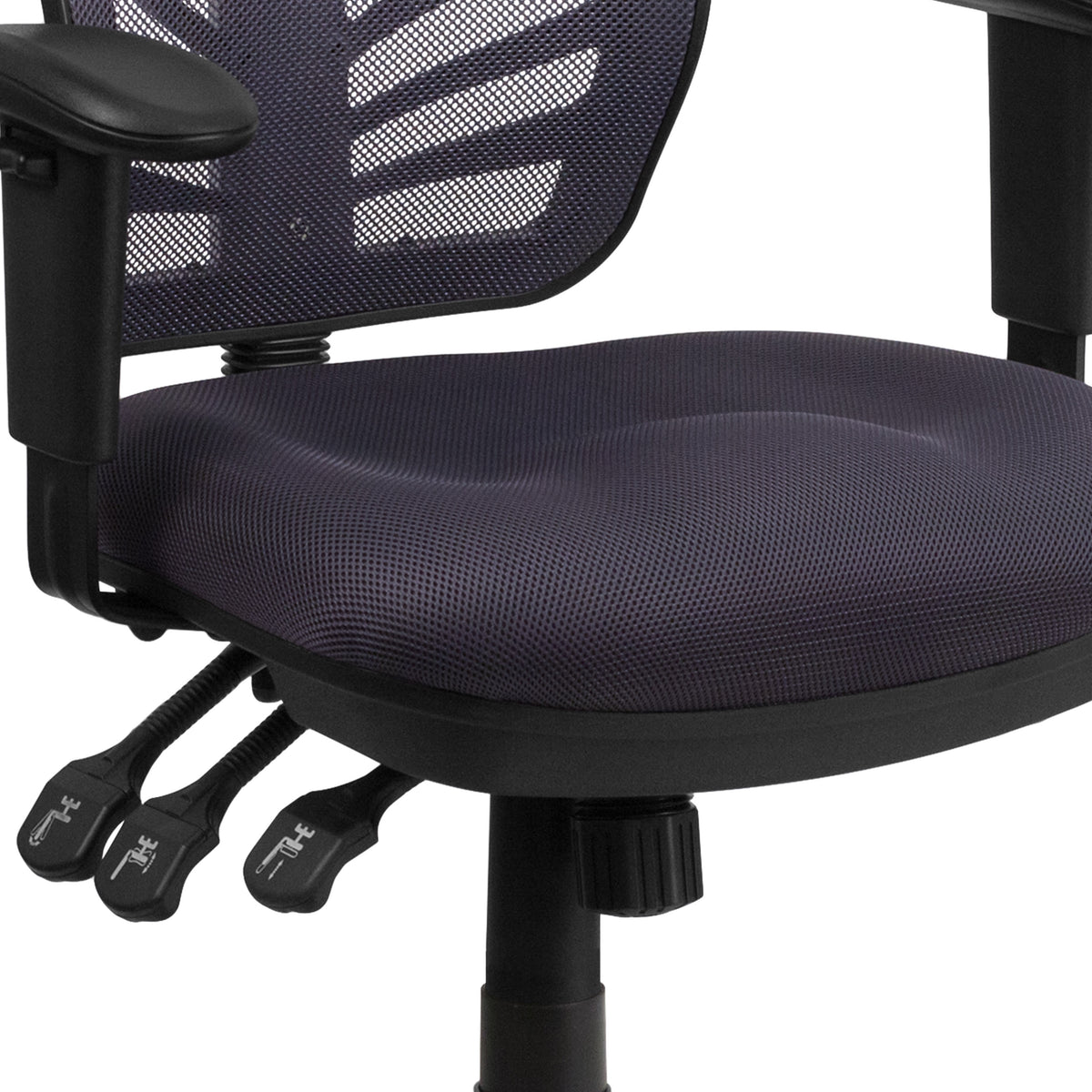 Dark Gray/Black Frame |#| Mid-Back Dk Gray Mesh Multifunction Ergonomic Office Chair with Adjustable Arms