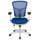 Blue Mesh/White Frame |#| Mid-Back Blue Mesh/White FrameMultifunction Ergonomic Office Chair with Arms