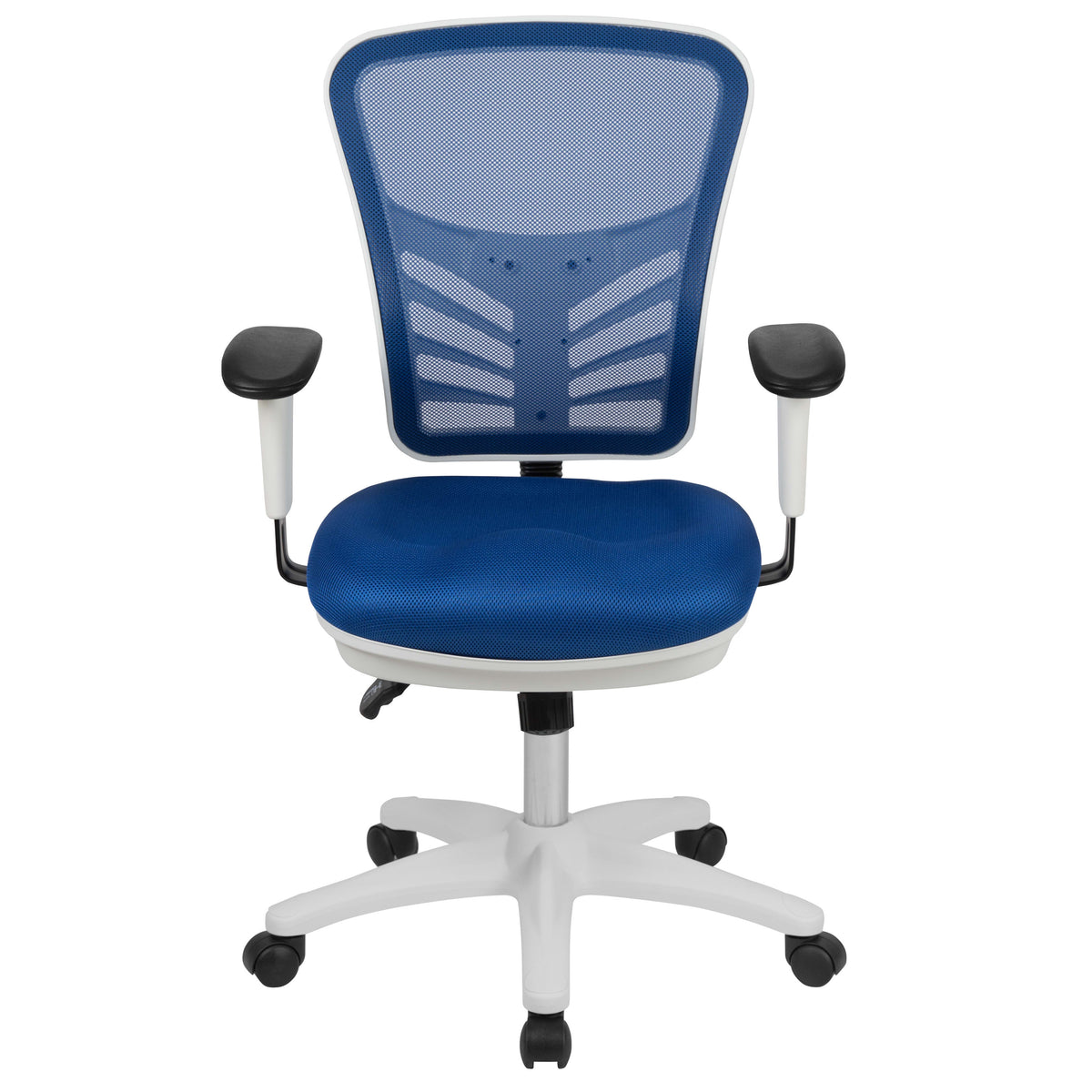 Blue Mesh/White Frame |#| Mid-Back Blue Mesh/White FrameMultifunction Ergonomic Office Chair with Arms