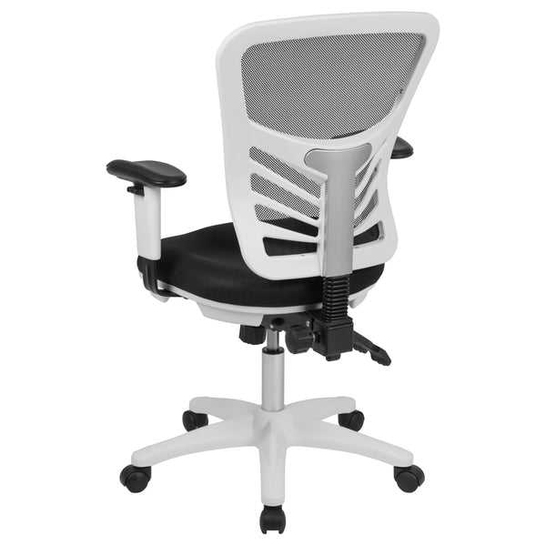 Black Mesh/White Frame |#| Mid-Back Black Mesh/White FrameMultifunction Ergonomic Office Chair with Arms