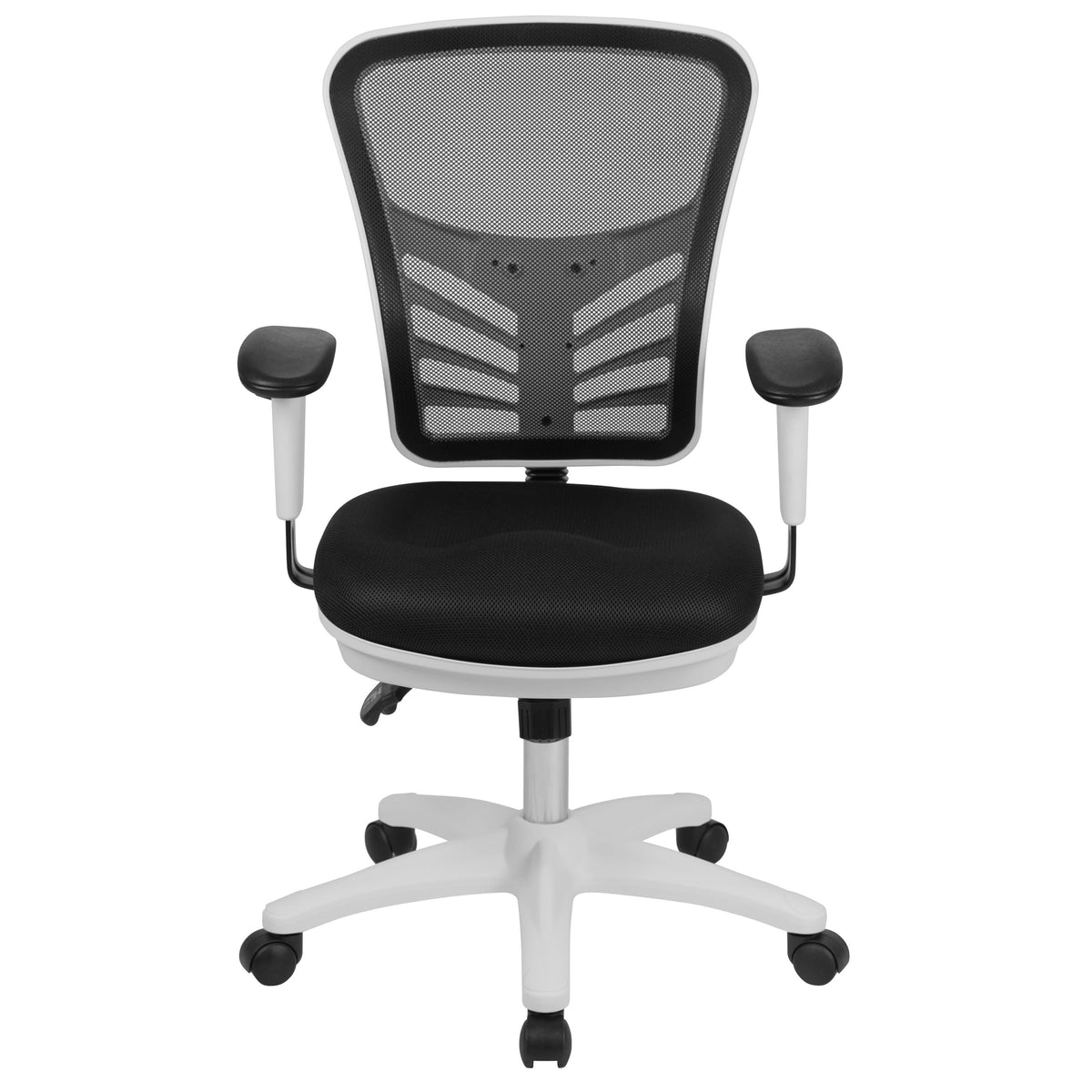 Black Mesh/White Frame |#| Mid-Back Black Mesh/White FrameMultifunction Ergonomic Office Chair with Arms