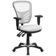 White/Black Frame |#| Mid-Back White Mesh Multifunction Ergonomic Office Chair with Adjustable Arms