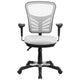 White/Black Frame |#| Mid-Back White Mesh Multifunction Ergonomic Office Chair with Adjustable Arms