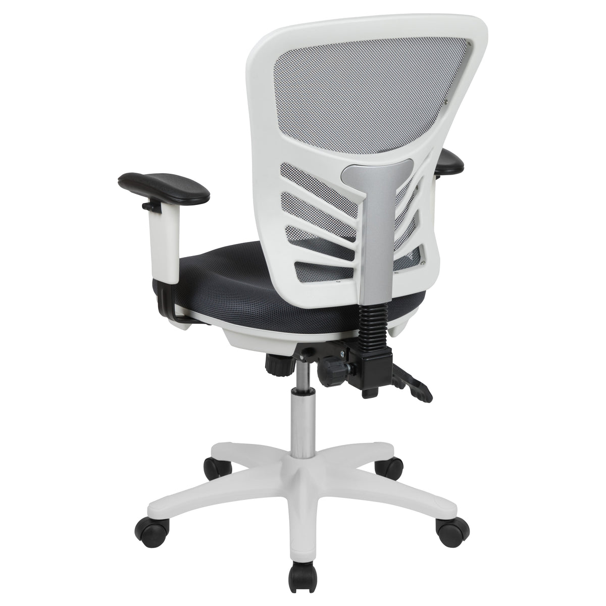 Dark Gray Mesh/White Frame |#| Mid-Back Dark Gray Mesh/White FrameMultifunction Ergonomic Office Chair w/ Arms