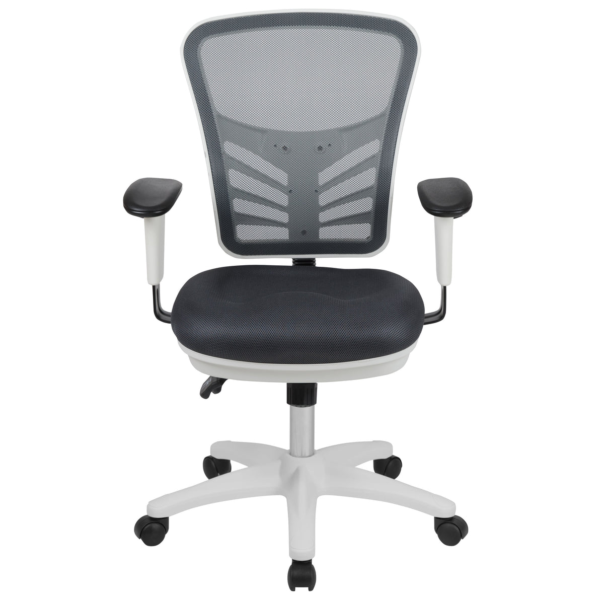 Dark Gray Mesh/White Frame |#| Mid-Back Dark Gray Mesh/White FrameMultifunction Ergonomic Office Chair w/ Arms