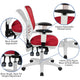 Red Mesh/White Frame |#| Mid-Back Red Mesh/White FrameMultifunction Ergonomic Office Chair with Arms