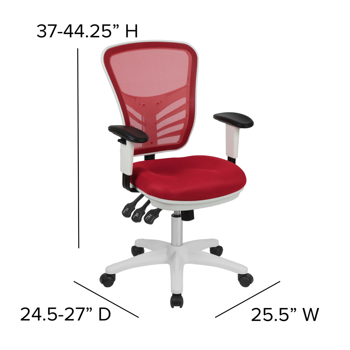 Red Mesh/White Frame |#| Mid-Back Red Mesh/White FrameMultifunction Ergonomic Office Chair with Arms