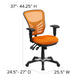 Orange/Black Frame |#| Mid-Back Orange Mesh Multifunction Ergonomic Office Chair with Adjustable Arms