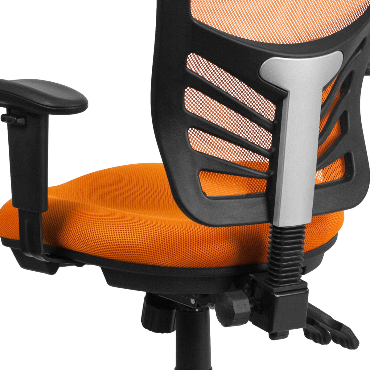 Orange/Black Frame |#| Mid-Back Orange Mesh Multifunction Ergonomic Office Chair with Adjustable Arms