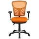 Orange/Black Frame |#| Mid-Back Orange Mesh Multifunction Ergonomic Office Chair with Adjustable Arms