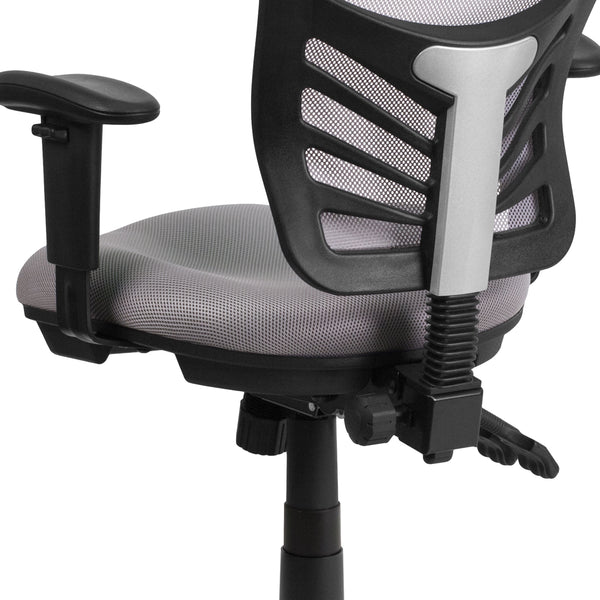 Gray/Black Frame |#| Mid-Back Gray Mesh Multifunction Ergonomic Office Chair with Adjustable Arms