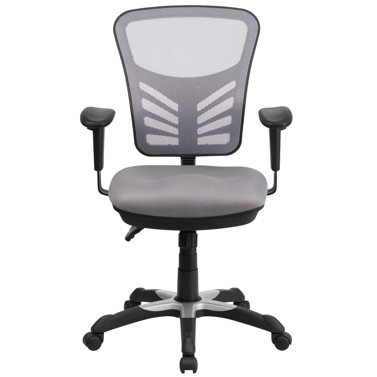 Gray/Black Frame |#| Mid-Back Gray Mesh Multifunction Ergonomic Office Chair with Adjustable Arms