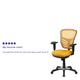 Yellow-Orange/Black Frame |#| Mid-Back Yellow-Orange Mesh Multifunction Ergonomic Office Chair-Adjustable Arms