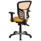 Yellow-Orange/Black Frame |#| Mid-Back Yellow-Orange Mesh Multifunction Ergonomic Office Chair-Adjustable Arms