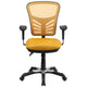 Yellow-Orange/Black Frame |#| Mid-Back Yellow-Orange Mesh Multifunction Ergonomic Office Chair-Adjustable Arms