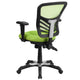 Green/Black Frame |#| Mid-Back Green Mesh Multifunction Ergonomic Office Chair with Adjustable Arms